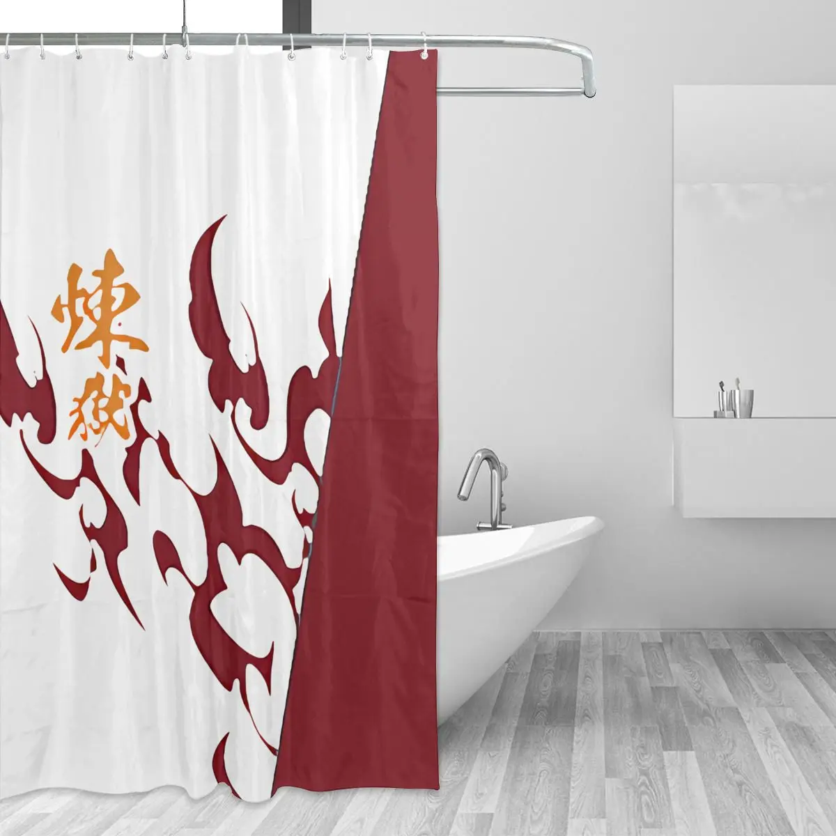 

Rengoku Kyoujurou Bathing Bathroom Bath Curtain Anime Harajuku Fabric Waterproof Polyester High Quality Show Curtains
