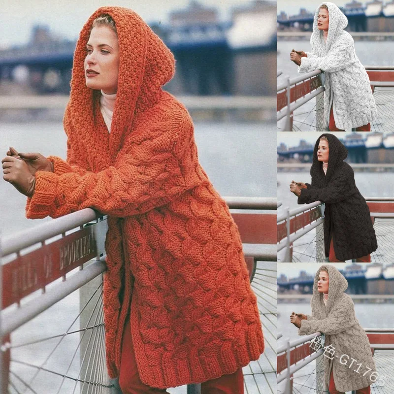 

2021 Korean Fashion Women's Sweater Long Cardigan Casual Loose Sweater Autumn and Winter Single Breasted Fluffy Jacket Plus Size