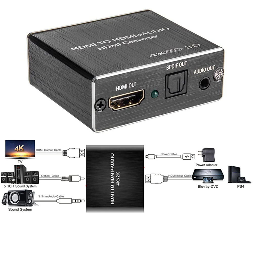 Переходник-разветвитель TOSLINK SPDIF 4K X 2K HDMI 3 5 мм | Электроника