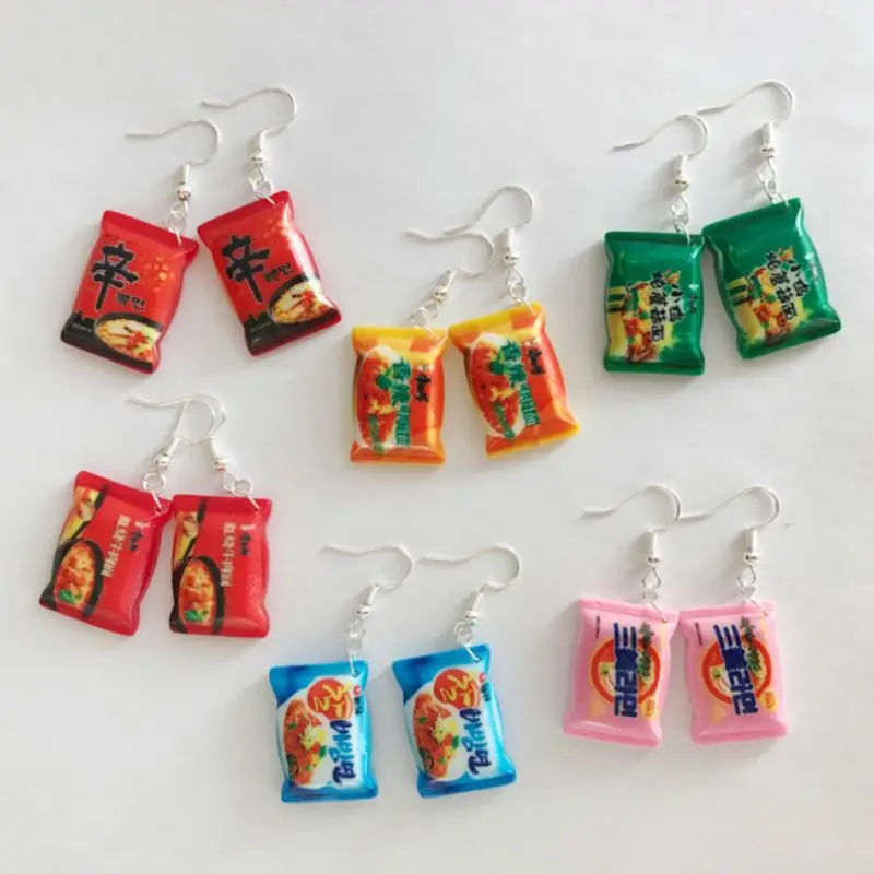 Забавные маленькие серьги подвески с имитацией лапши быстрого приготовления