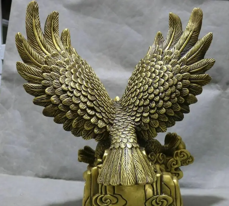17“ China Pure Bronze Pine Tree Feng Shui Eagle Hawk Falcon Bird Ball Statue | Дом и сад