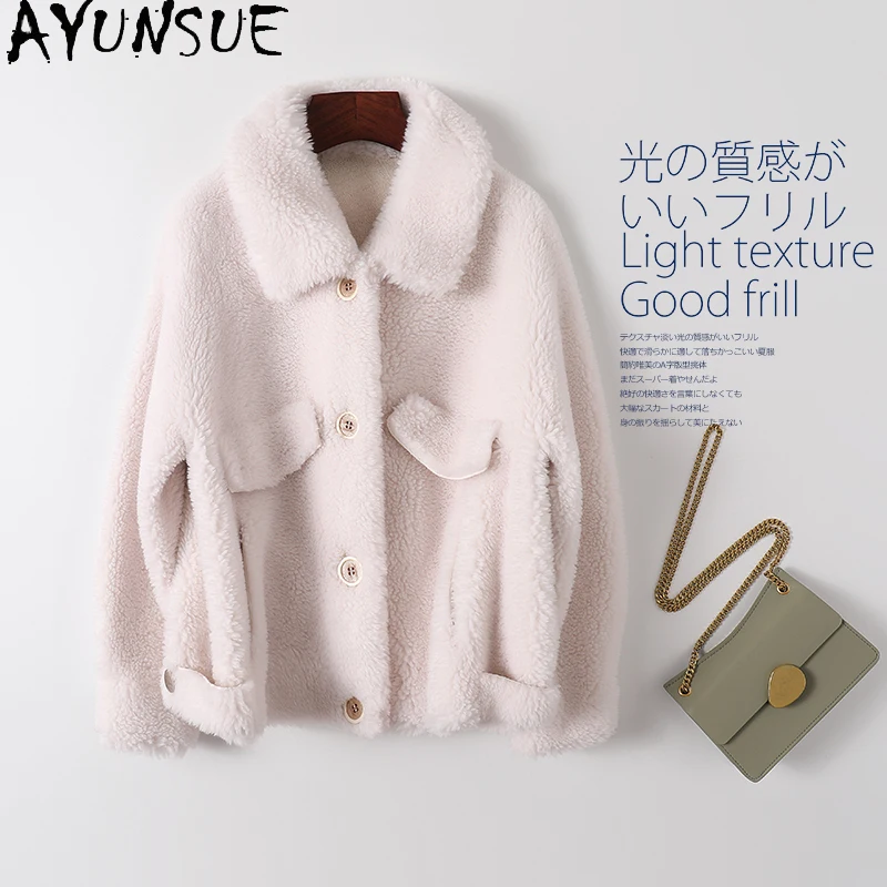 AYUNSUE Casual Short Wool Coat Female Winter 2021 Korean Sheep Shearing Jacket Women's Clothing Casacos Femininos Inverno Gxy435