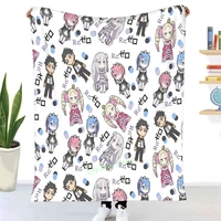 rezero anime chibi design throw blanket 3d printed sofa bedroom decorative blanket children adult christmas gift