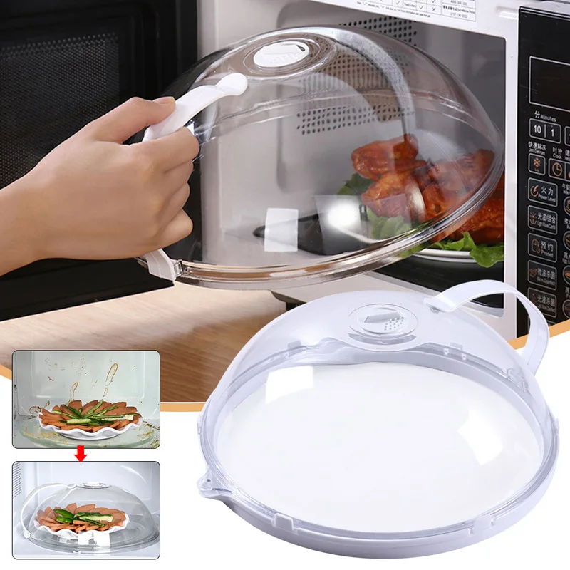 

Plastic Food Anti-Sputtering Cover With Handle Heat Resistant Lid Sealing Cover Oil-proof Microwave Oven Cover Dropshipping