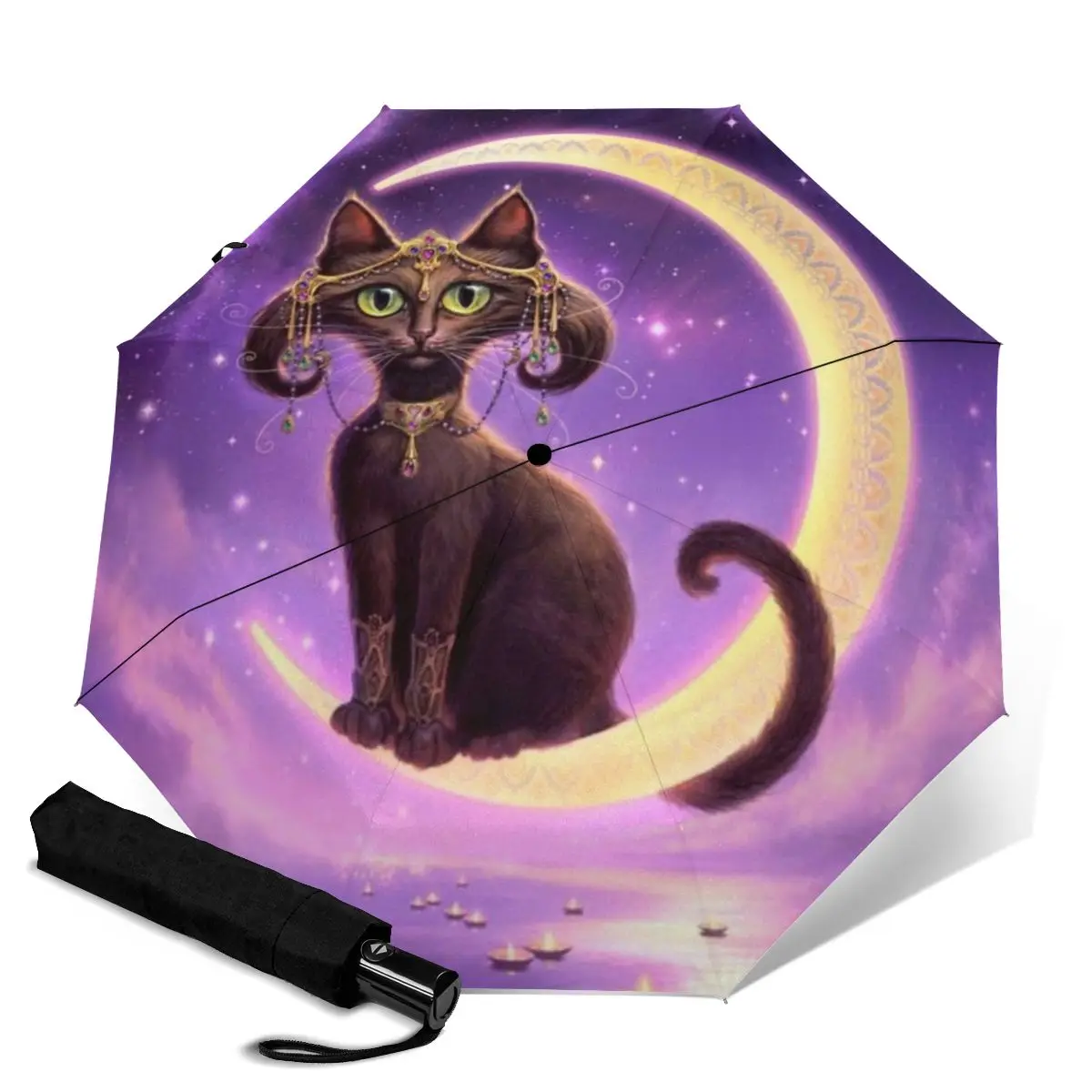 

Ветрозащитный автоматический складной зонт HUAZI для мужчин и женщин, уличный Зонт с котом для мужчин и женщин