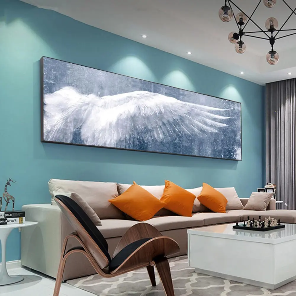 Постер DDHH с большими крыльями ангела ВИНТАЖНЫЙ ПЛАКАТ пером черно белая