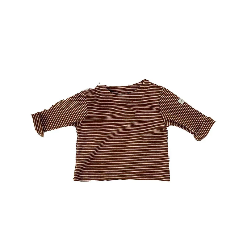 

WLG Boys Girls T Shirt Kids Clothes Spring Fall Striped O-neck Long Sleeve Brown Black Khaki Tops Baby Casual All Match Clothes