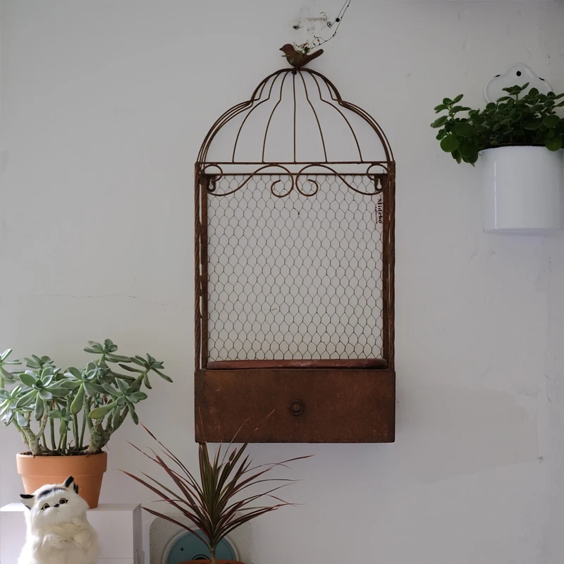 

handmade rustic metal wall mounted flower planter pot