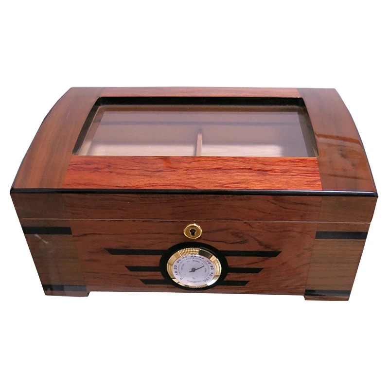 

Cohiba High-end Cedar Wood Lined Glass Cigar Humidor With Lock Hygrometer Humidifier Cigars Display Tobacco Storage Holder