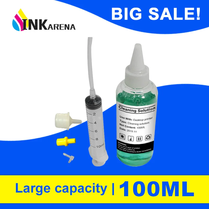 

INKARENA 100ml Printhead Flush System Dye ink clean liquid Fluid tool For Canon for HP for Epson For Brother Inkjet Printer