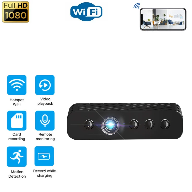 

Мини-камера HD 1080P с поддержкой Wi-Fi и функцией ночного видения
