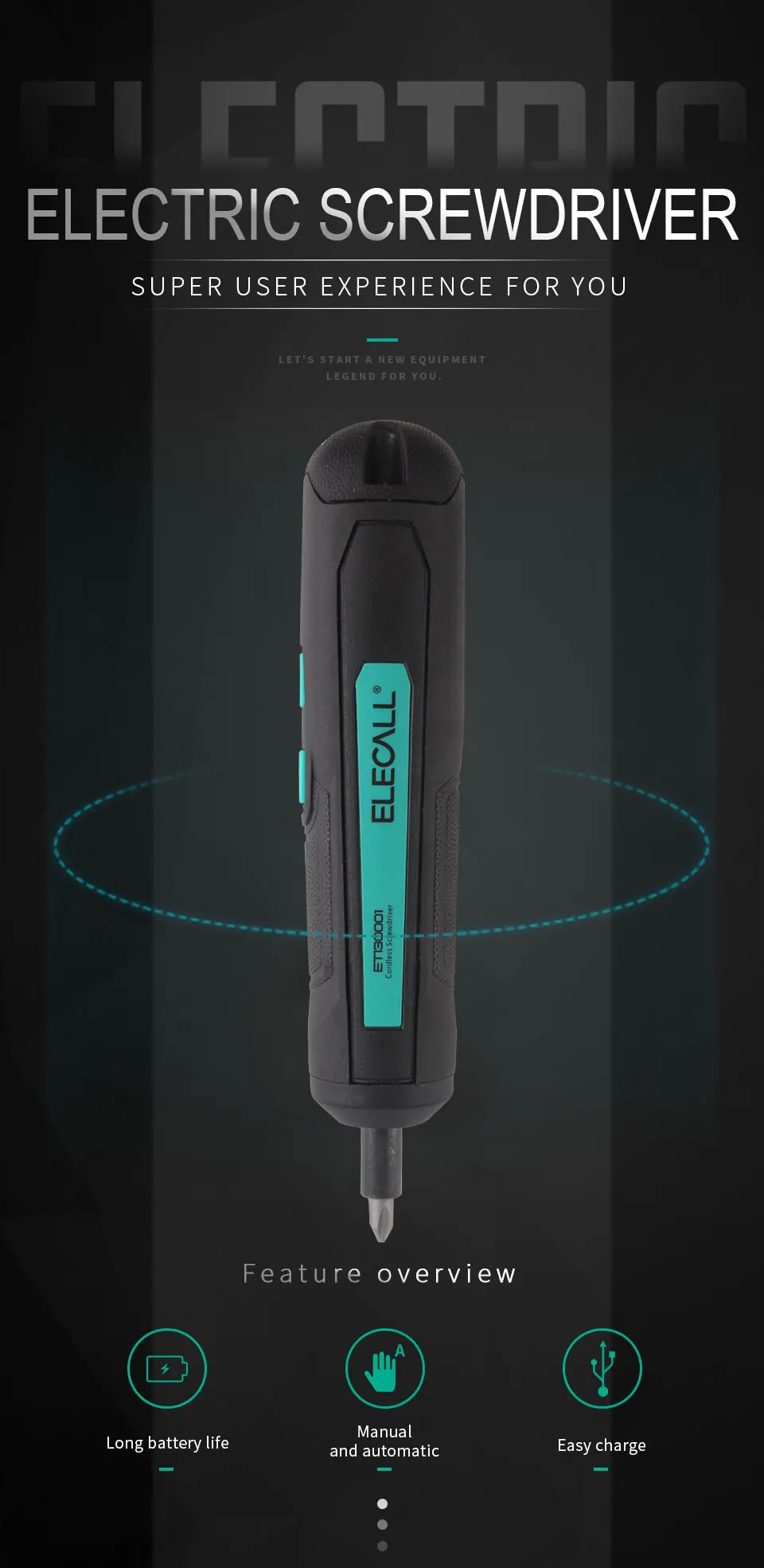 ELECALL ET130001 Мини Электрическая отвертка электрические аккумуляторные USB литиевые батареи 3,6 В аккумуляторная дрель электроинструмент