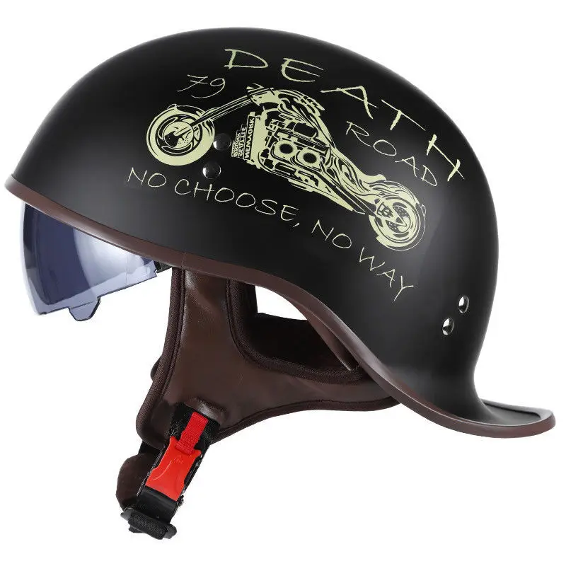 

Мотоциклетный шлем, модный винтажный шлем из АБС и поликарбоната, с двойным козырьком и двойными стеклами, для скутеров