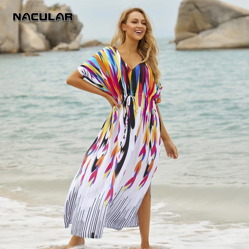 

Bikini Beach Star printed Cover up Tunics for Beach Kaftan Bikini Cover up Robe de Plage Sarong Beach Swimsuit cover-ups