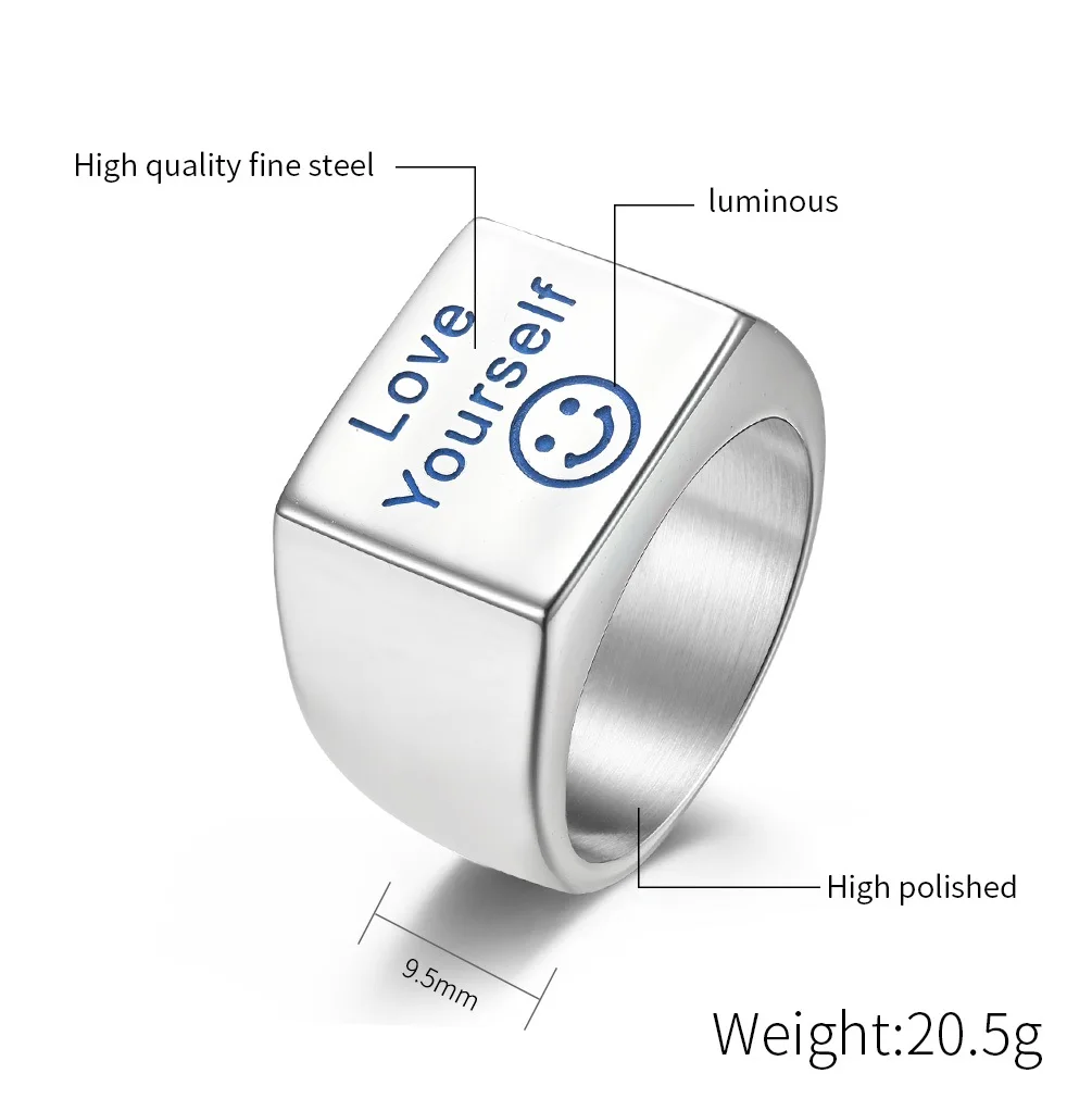 Серебристые кольца JHSL из нержавеющей стали для мужчин Модная бижутерия Love Yourself