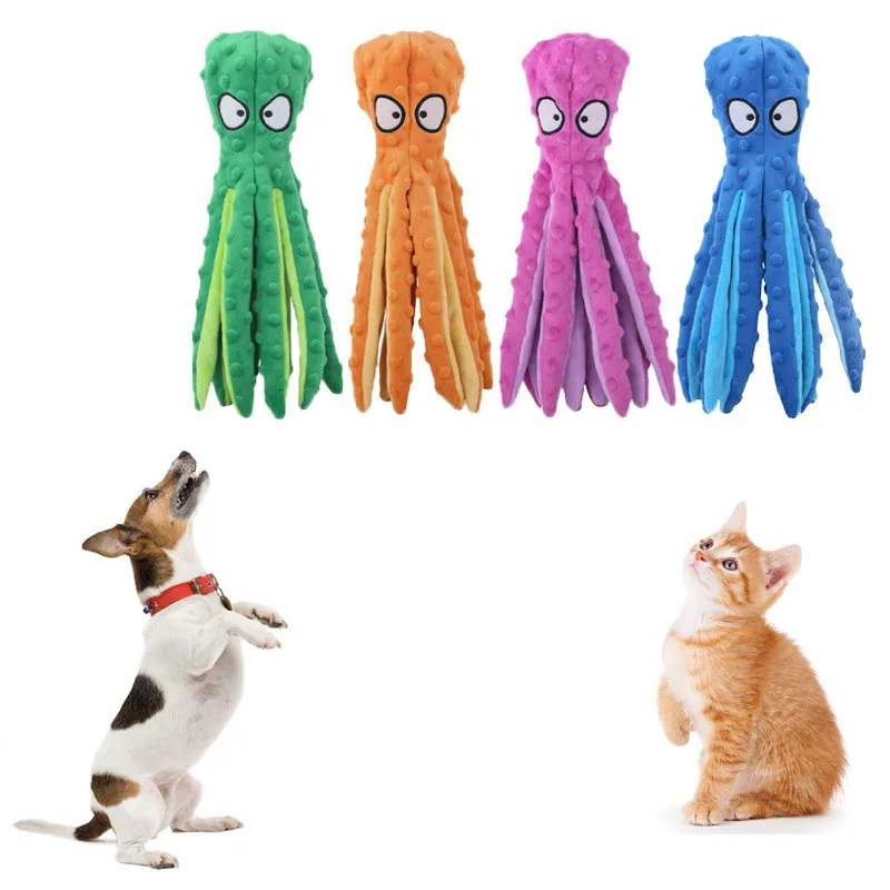 

8 Legs Octopus Soft Stuffed Plush Dog Toys Outdoor Play Interactive Squeaky Dogs Toy Sounder Sounding Paper Chew Tooth Toy