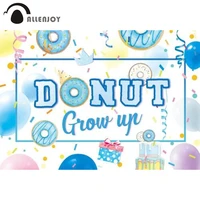 allenjoy donut grow up theme birthday party backdrop desserts blue boy baby shower banner balloons decor photobooth background