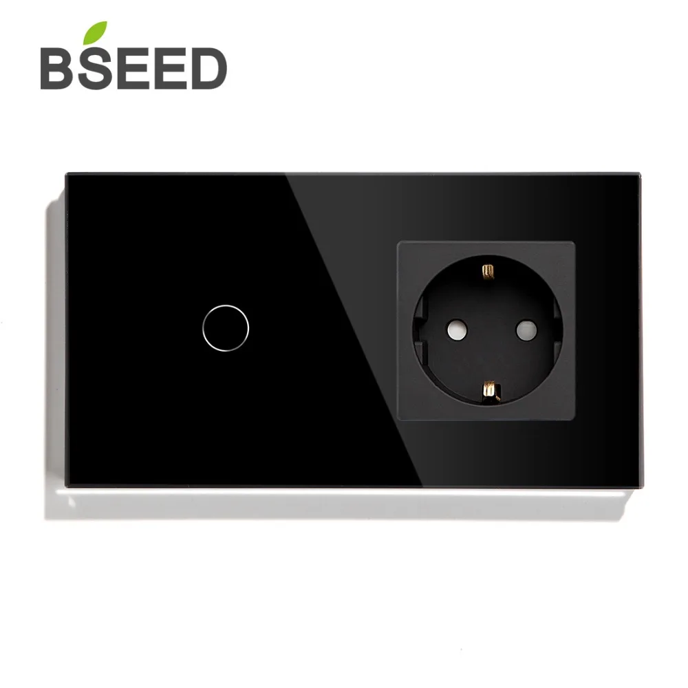 BSEED, 1 комплект, 2 комплекта, 3 комплекта, 1 способ, 2 способа, сенсорный выключатель, стандарт ЕС, розетка с черным, белым, золотым, кристальным стеклом, панельные переключатели