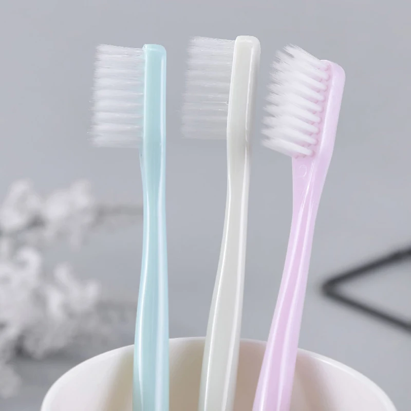 

10Pcs/Set Toothbrush Solid Color Ultra Soft Oral Hygiene With Sheath Family Pack For Adults Children Eco Friendly