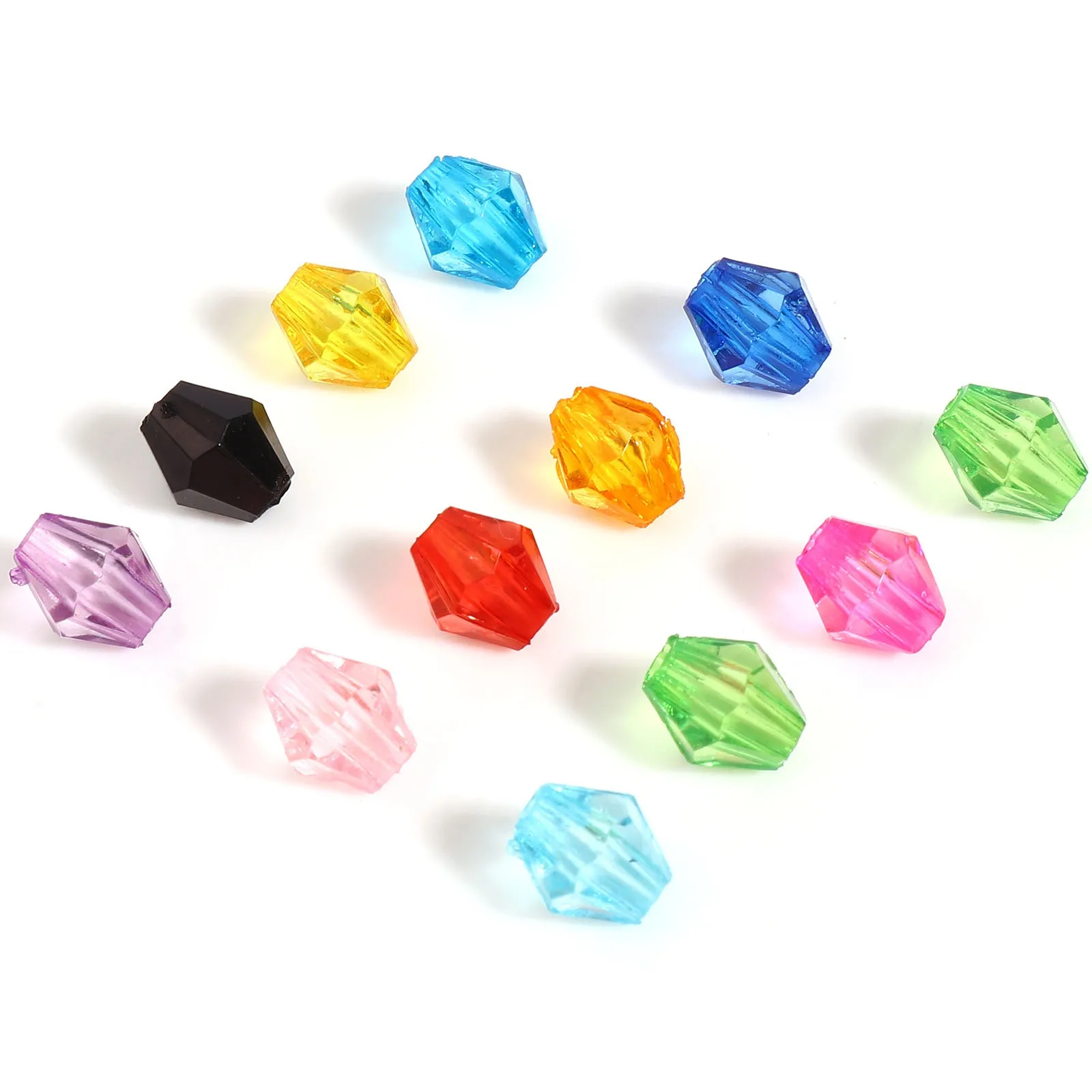 

Acrylic Beads Hexagon Multicolor Transparent Faceted Loose Spacer Beads DIY Making Earrings Jewelry Gifts About 6mmx5mm,2000PCs