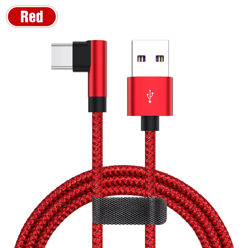 Red 5А usb type C 90 градусов USB C кабель для samsung S10 S8 Xiaomi mi 9 9T красный mi Note 7 Быстрая зарядка type C кабель для huawei P20 P30 - Цвет: Red