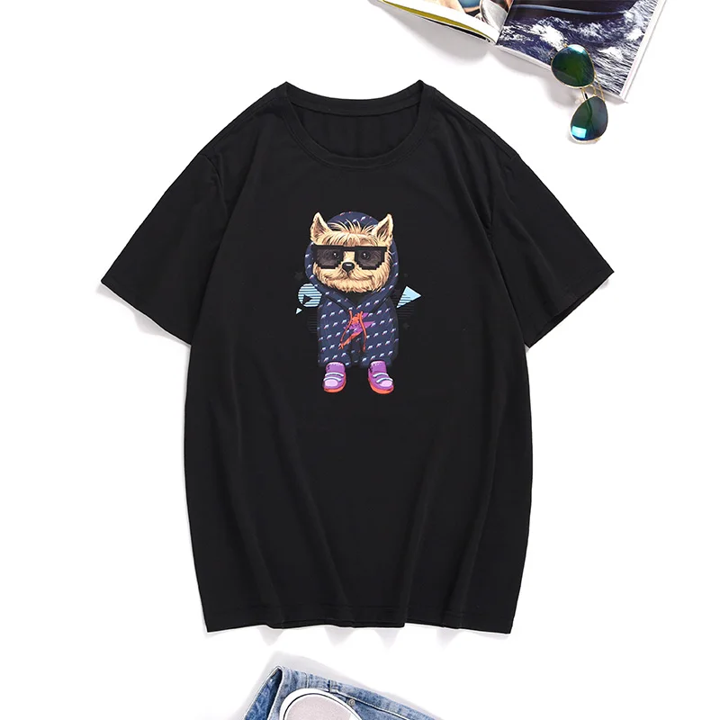 

Футболка мужская оверсайз с коротким рукавом, хлопковая тенниска с забавным мишкой, модная майка, уличная одежда