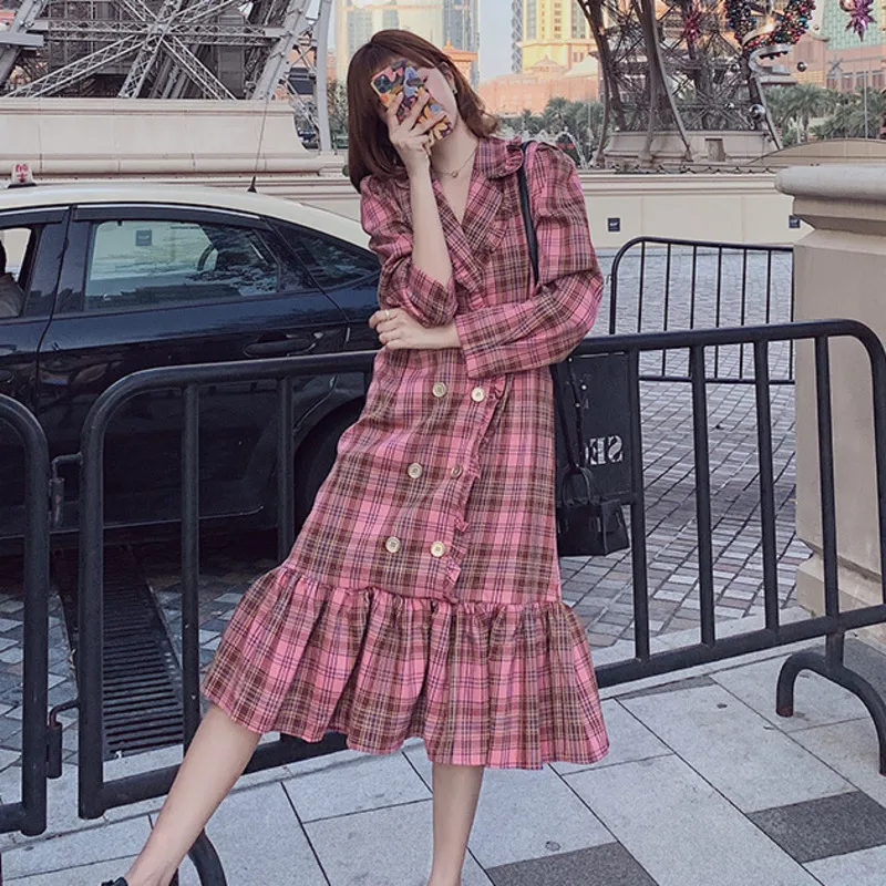 LANMREM 2020 новый весенний костюм Coolar Сетчатое однобортное платье средней длины