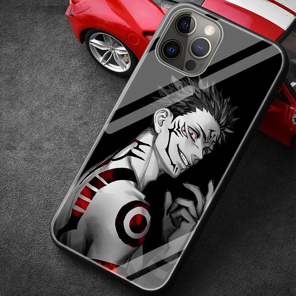

Jujutsu Kaisen Anime Glass Phone Accessories Cover Case for Apple iPhone 12 11 Pro MAX 8 7 6 6S Plus XS Silicone Edge Shell