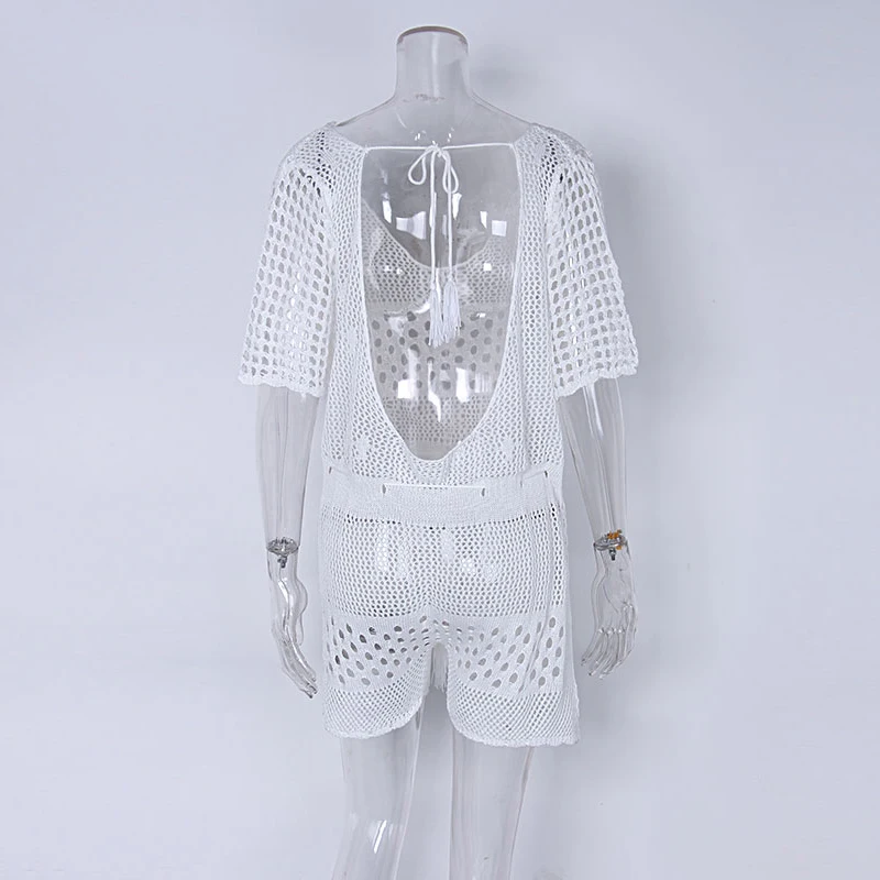 Женское сексуальное бикини с V образным вырезом вязаный пуловер открытой спиной