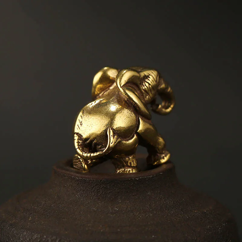 Ретро Медный твердый милый брелок для ключей со слоном кольца кулон ювелирные