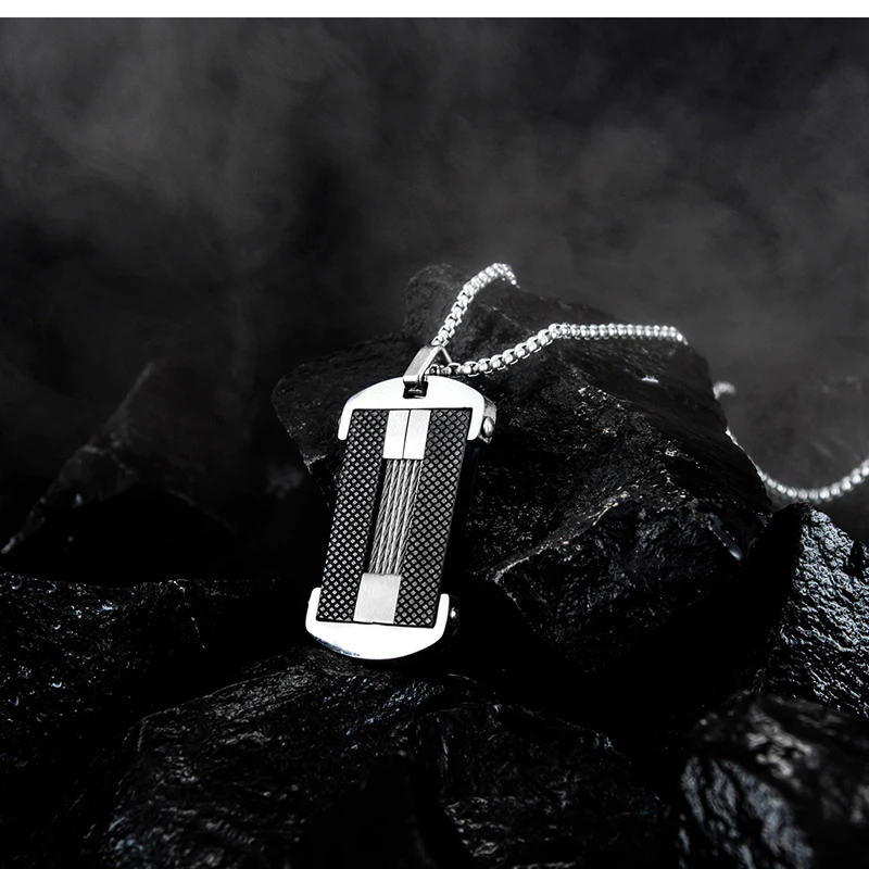 Простое черное ожерелье из титановой стали углеродного волокна мужская мода