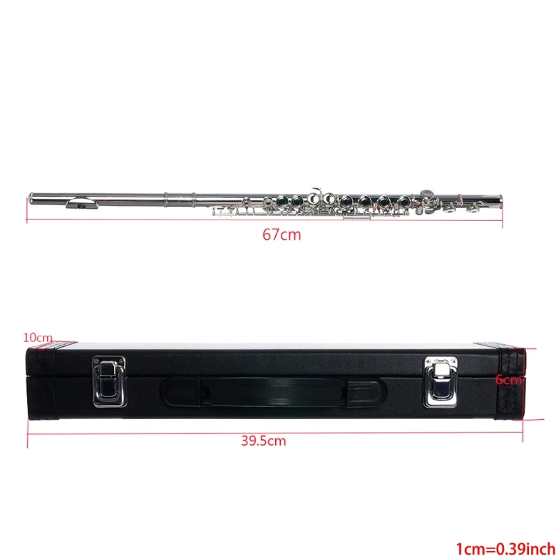 

Western Concert Flute C Key 16 Holes Flute Nickel Plated Woodwind Instrument Silver Color Musical Intrument Flute