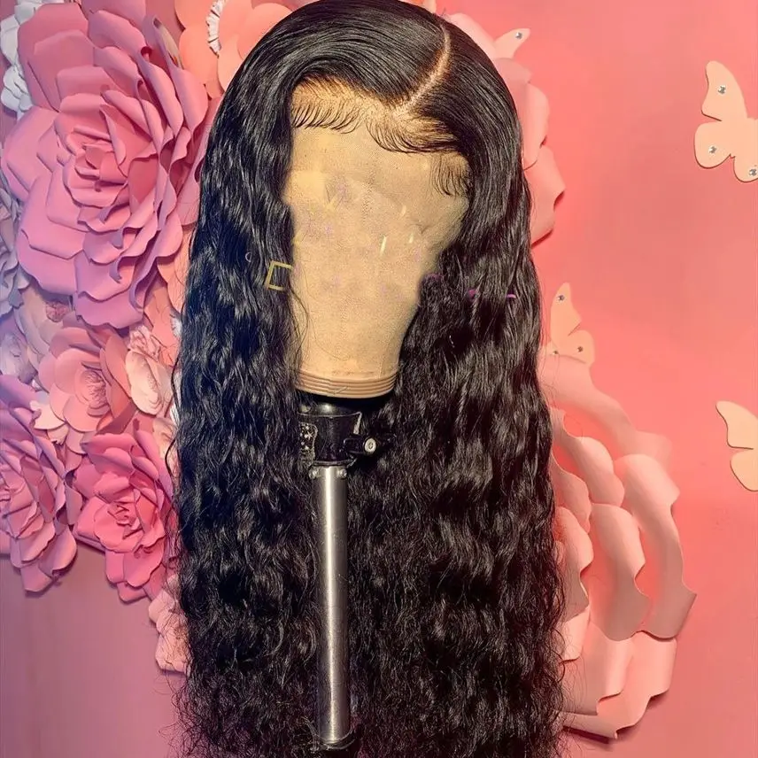 

Глубокая часть натуральный черный 26 дюймов 180 плотность длинный курчавый кружевной передний парик для черных женщин BabyHair мягкий безклеевой Preplucked ежедневно