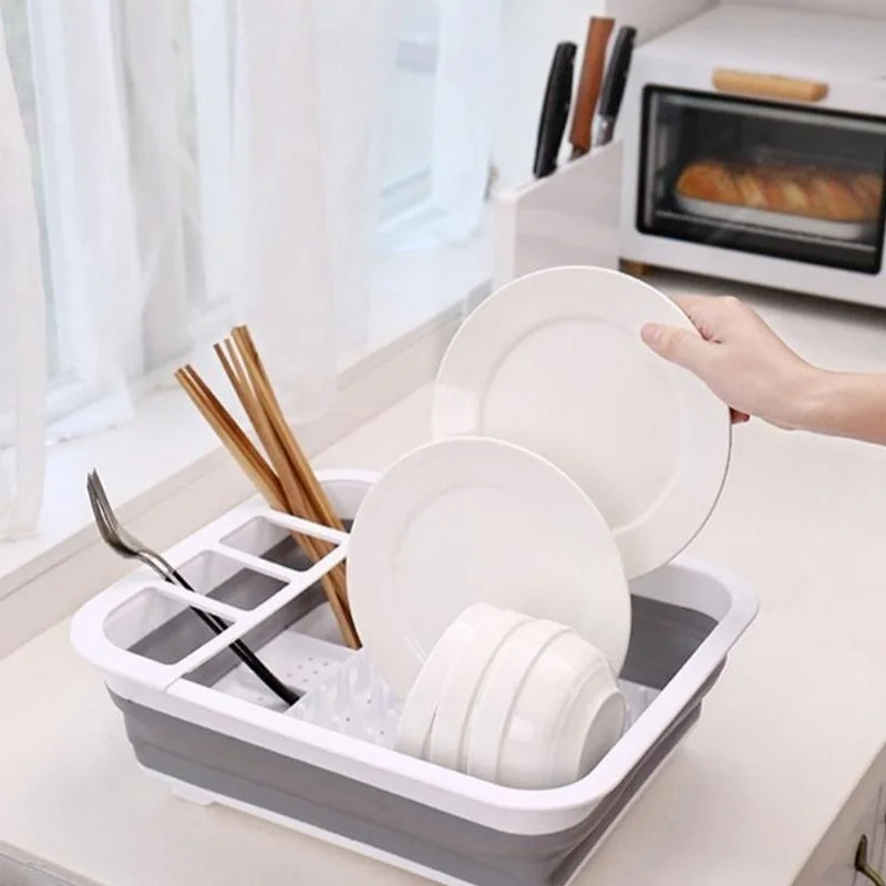 

Foldable Dish Rack Kitchen Storage Holder Drainer Bowl Tableware Plate Portable Drying Rack Home Shelf Dinnerware Organizer