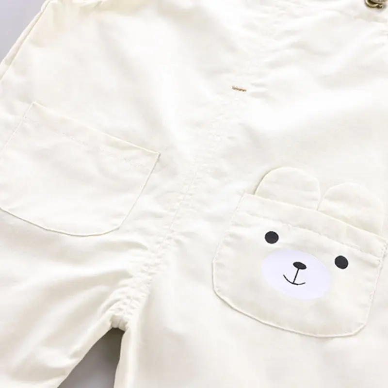 Summer Children Cotton Baby Boy Girl Clothes Cartoon Stripe T Shirts Bib Shorts 2Pcs/sets Infant Kids Fashion Toddler Tracksuits | Детская