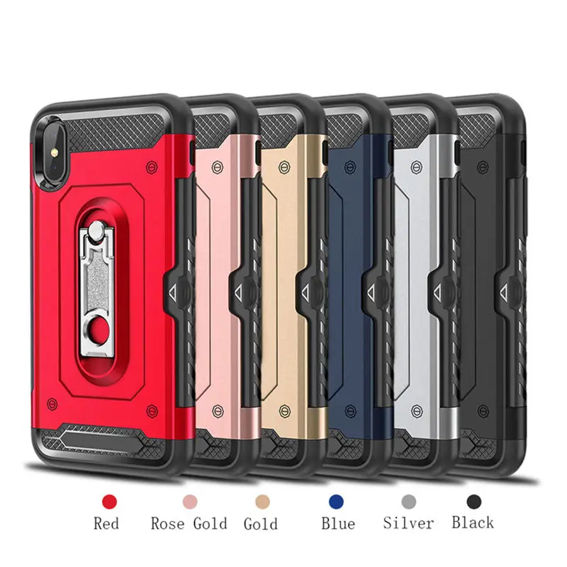 

Luxury Phone Armor Case For iPhone XS Max XR X 7 8 6 6S Plus Card Slot Shockproof Rugged Soft Plastic etui for coque iphone X XS