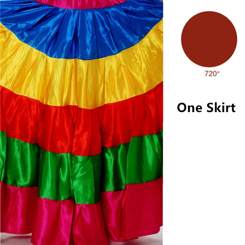 One Skirt 720 Фламенго Испания юбочные танцевальные костюмы цыганские Юбки Женская сценическая одежда для хора испанское Платье Большая танцевальная одежда - Цвет: One Skirt 720