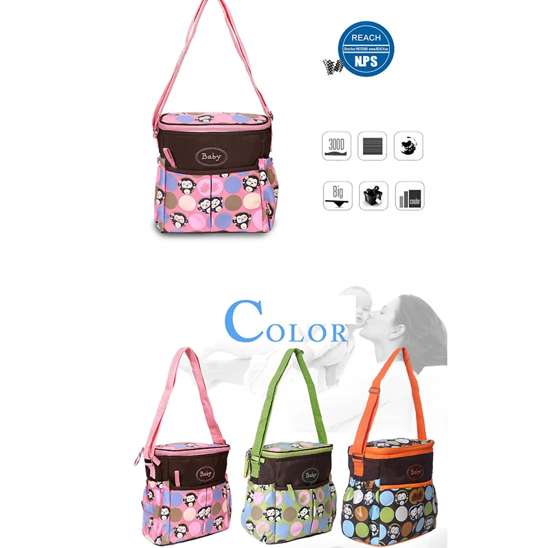 

Cartoon Mummy Bag Small Portable Messenger Bag Multifunctional Fashionable Mother Baby Bottles Diapers Bag Retro Storage Bag
