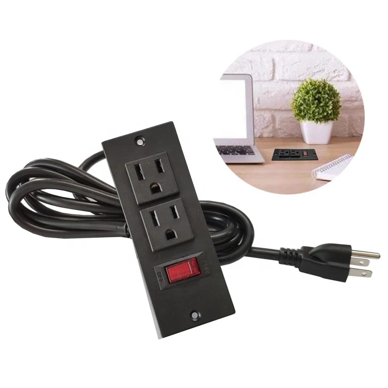 

US Standard 120V 12A US TR 2-Outlet Power Unit With Switch For Table Furniture