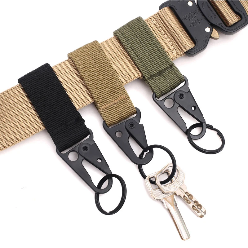 

Outdoor Tactical Nylon Webbing Buckle Carabiners Keychain Multi-functional Mountaineering Olecranon Hook MOLLE Key Belt