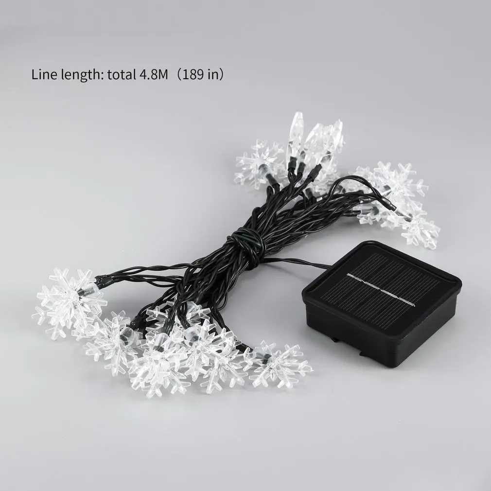 

20 LED Solar Snow Flake Strings Waterproof Snowflake Fairy Lights String with Panel Christmas Outdoor Garden Wedding Decoration