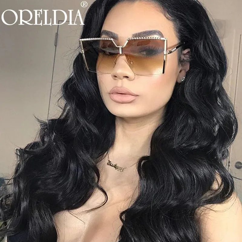 

Oversized Square Sunglasses Women Rimless Colorful Sun Glasses Metal Shades Eyewear Lady Luxury Brand Designer Eyeglasses UV400