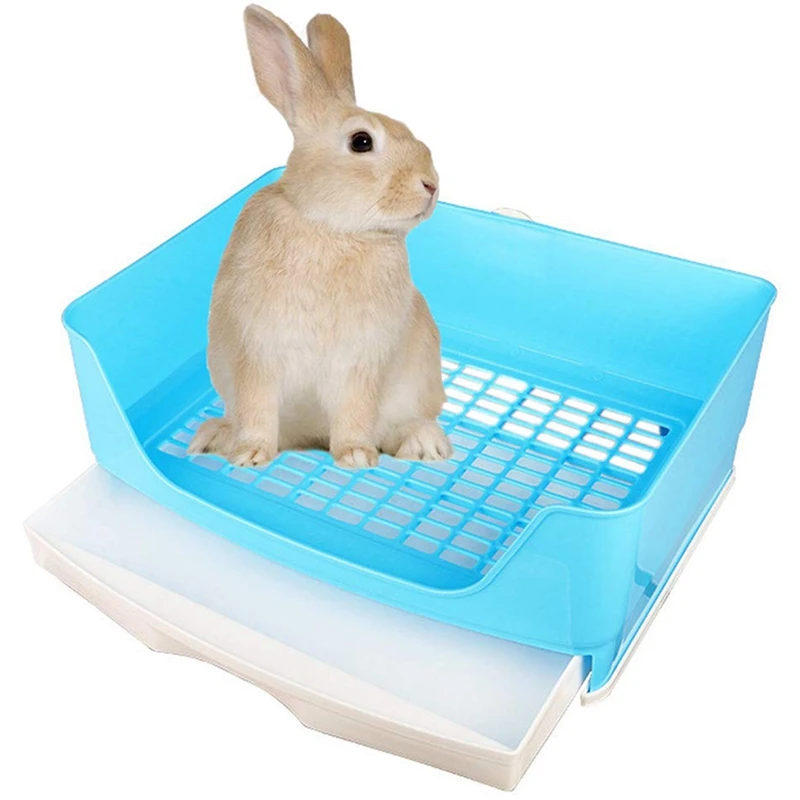 

Large Rabbit Litter Box with Drawer, Corner Toilet Box with Potty Trainer, Bigger Pet Pan for Adult Guinea Pigs hamster