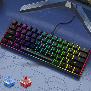 original gk61 mechanical gaming keyboard 61 keys usb wired led mixed backlight ergonomics laser keypad for laptop computer gamer free global shipping