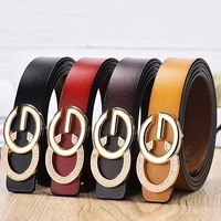 korean version of the leather belt letter fashion all match smooth buckle belt cowhide trousers belt female factory direct sales
