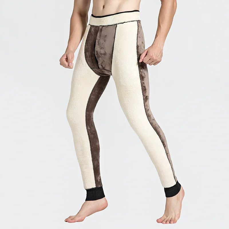 2019 Winter Men's Thermal Underwear Bottoms two-layer composite velvet extra thick warm legs Kneepad chill-proof long johns B167 |