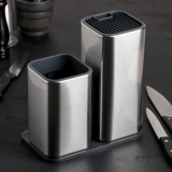 Подставка для ножей и столовых приборов Металлик 21×12×23 см|Блоки сумки-скрутки| |