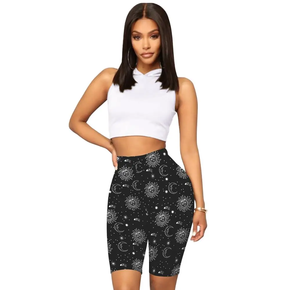 

Шорты женские с цветочным принтом, повседневные штаны для фитнеса с завышенной талией, байкерские короткие штаны