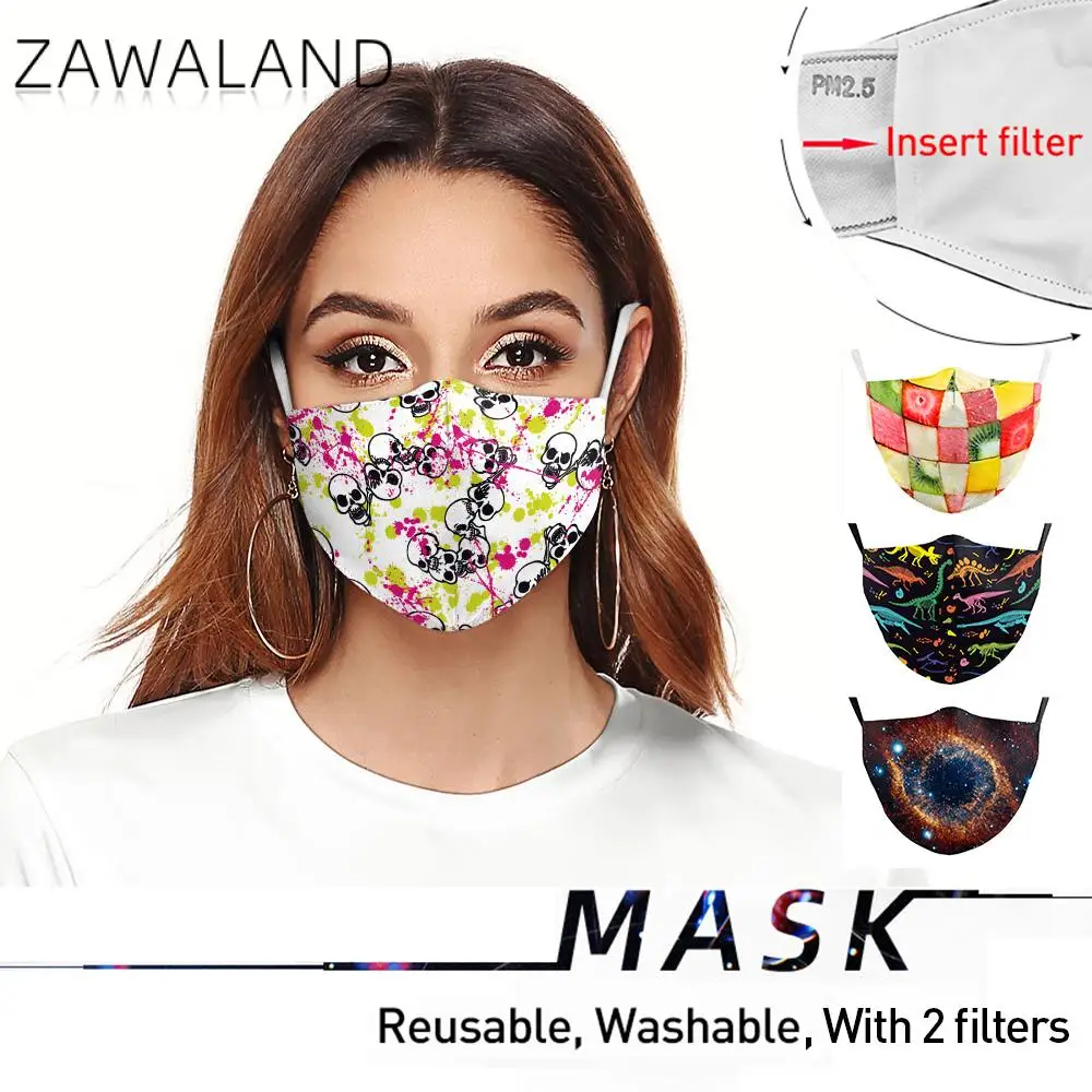 

Zawaland Skull Face Mask Washable Adult Masks Protective PM2.5 Filter Mask Proof Pollution Mouth Muffle Mask Unisex