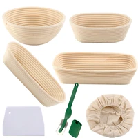 round oval rattan bread banneton proofing basket artisan bread baking mould mold fermentation basket dough scraper knife